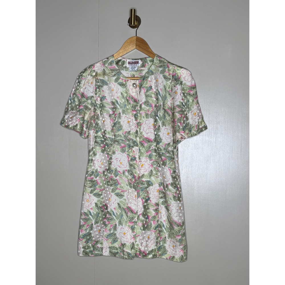 Vintage Maggie London Silk Floral Blouse Cottagecore Granny Chic